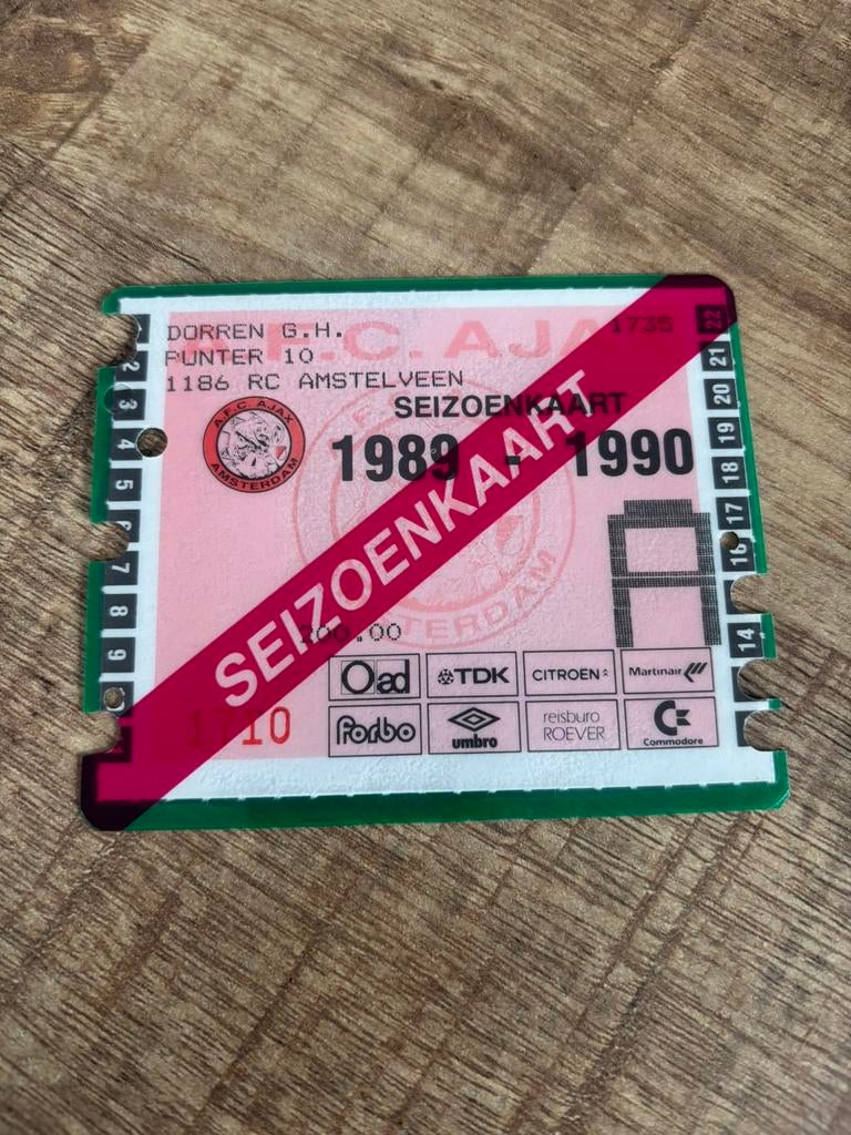 Ajax seizoenskaart 1989/1990, Ophalen of Verzenden, Ajax
