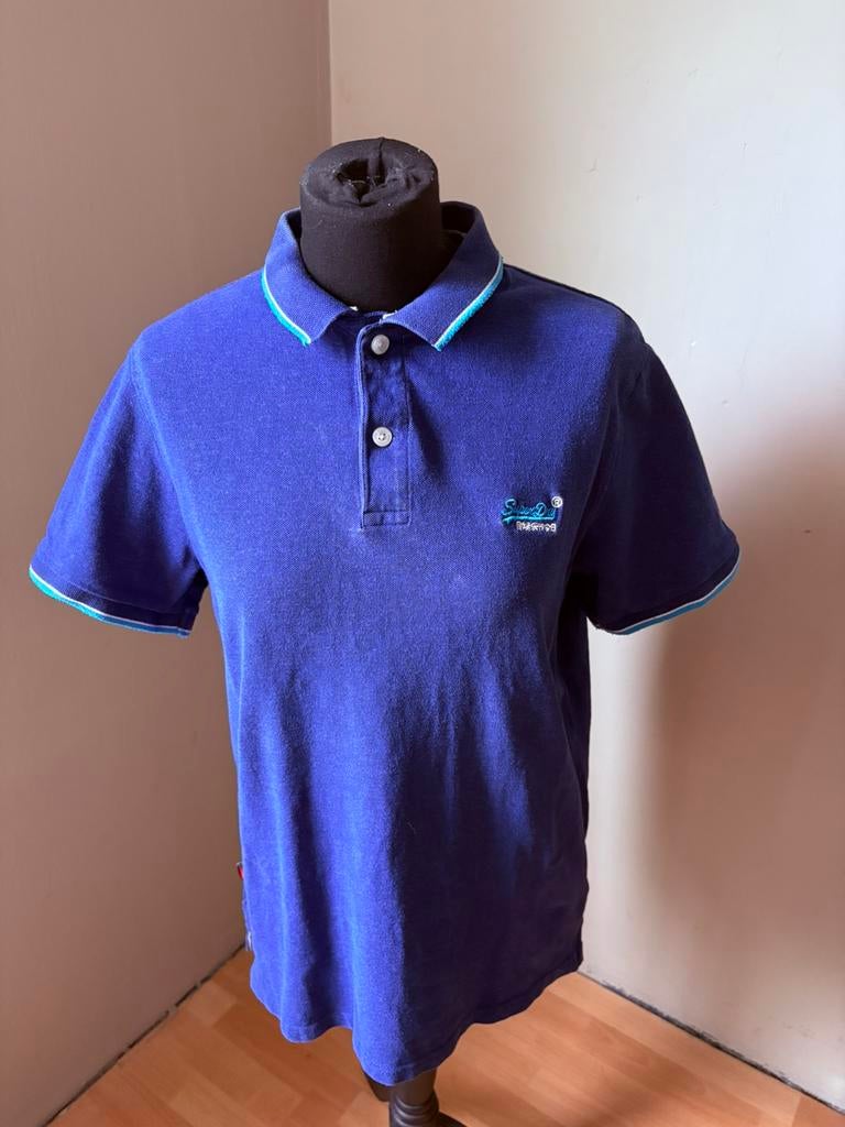 Superdry mooi blauw polo shirt mt L ZGAN, Kleding | Heren, Polo's, Ophalen of Verzenden, Zo goed als nieuw, Maat 52/54 (L), Blauw