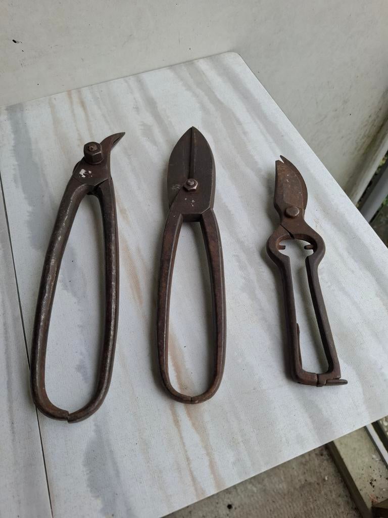 Brocante Oude snoeischaren set - 3 stuks, Antiek en Kunst, Ophalen of Verzenden