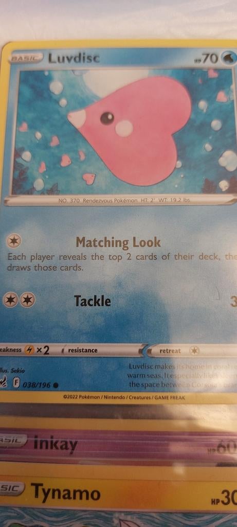 Luvdisc 38 pokemon kaart lost origin, Ophalen of Verzenden, Zo goed als nieuw