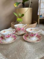 Set van 3 Vintage Porseleinen Kopjes en Schotels, Ophalen of Verzenden, Zo goed als nieuw, Overige stijlen, Kop(pen) en/of Schotel(s)