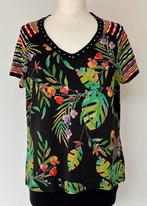 Zwarte top met tropische print maat 42, Zwart, Maat 42/44 (L), Ophalen of Verzenden, Zo goed als nieuw
