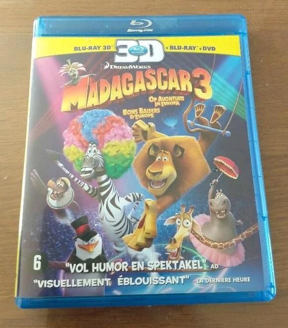 3-disc Bluray 3D + DVD film Madagascar 3 van Dreamswork, Ophalen of Verzenden, Zo goed als nieuw, Tekenfilms en Animatie, Boxset