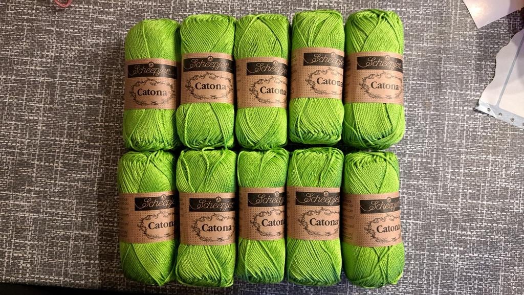 Scheepjes Catona garen - 10 bollen felgroen, Ophalen of Verzenden