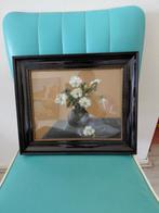 Oud schilderijtje stilleven bloemen op vaas 37x31 cm, Ophalen of Verzenden