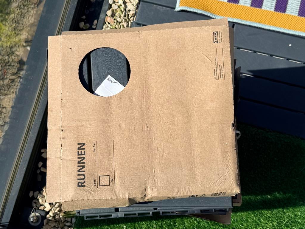 IKEA RUNNEN terrastegels - Donkergrijs, 4 packs/36 pieces, Tuin en Terras, Terrasdelen en Vlonders, Ophalen, Nieuw, Composiet