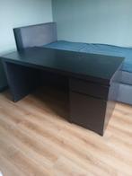 Malm bureau met bureaustoel - Zwart, Huis en Inrichting, Bureaus, Ophalen, Met wielen, Gebruikt, Bureau