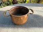 Antieke koperen kookpot met messing handvatten, Antiek en Kunst, Ophalen of Verzenden, Koper