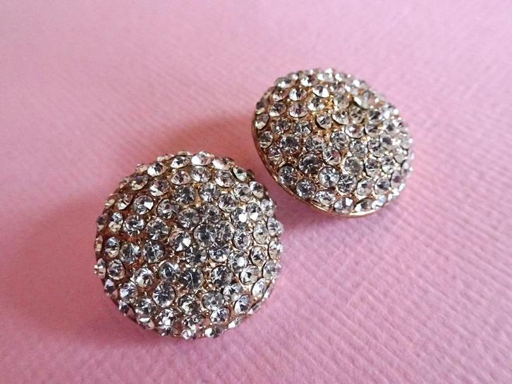 jwg Vintage 60s strass steentjes oorbellen goud klr clips, Sieraden, Tassen en Uiterlijk, Antieke sieraden, Oorbellen, Overige materialen