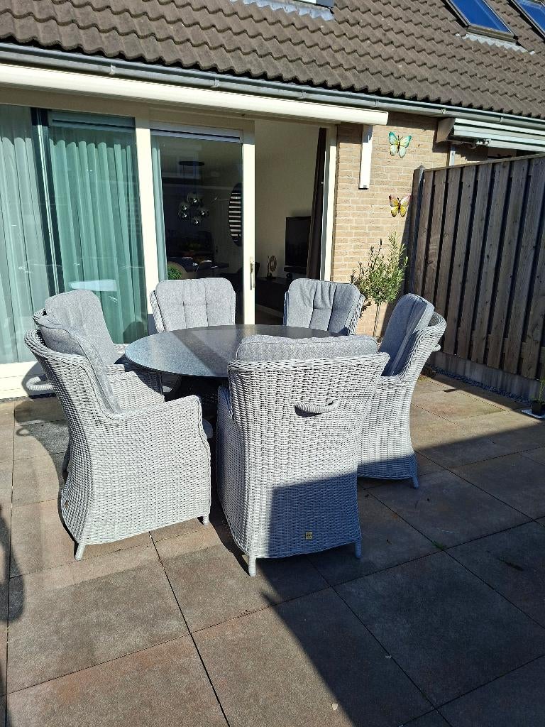 Mooie tuinset 11 maanden oud, Tuin en Terras, Tuinsets en Loungesets, Ophalen, 6 zitplaatsen, Nieuw, Wicker
