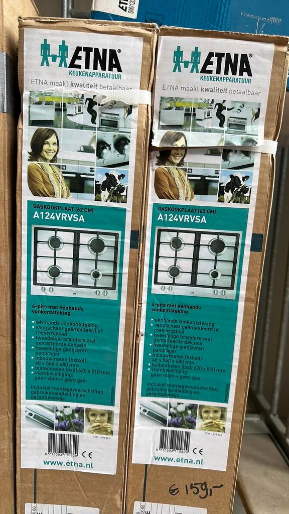 Etna gaskookplaat 4 pits NIEUW!!, Witgoed en Apparatuur, Kookplaten, Ophalen, 4 kookzones, Zo goed als nieuw, Inbouw
