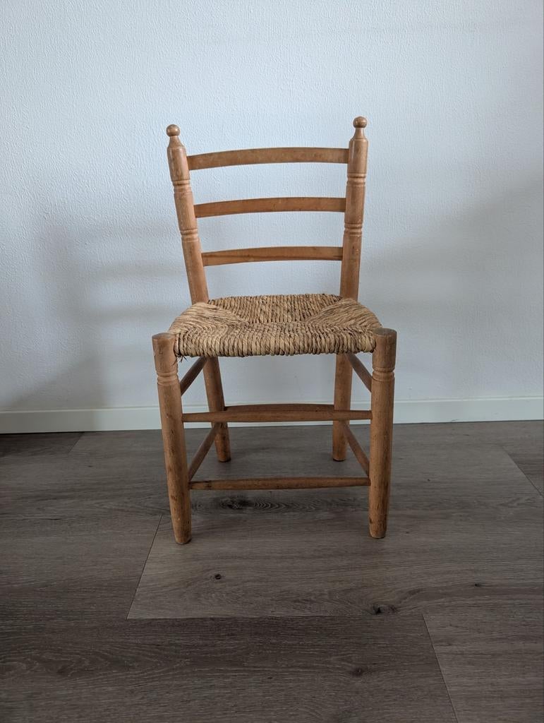Vintage houten kinderstoel met rieten zitting, Ophalen, Gebruikt, Overige typen