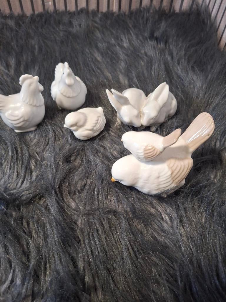 Set van 6 porseleinen dierenbeeldjes - Pasen/decoratie, Ophalen of Verzenden