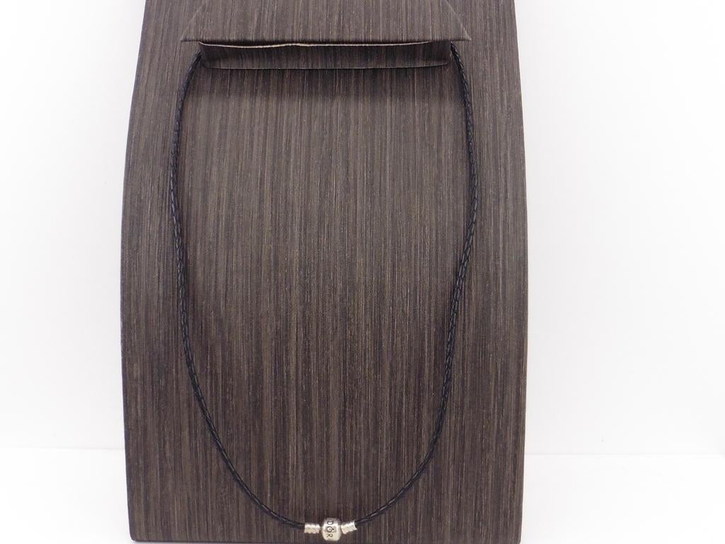 Leren Pandora collier met zilveren slot                Z40aa, Sieraden, Tassen en Uiterlijk, Kettingen, Overige materialen, Gebruikt