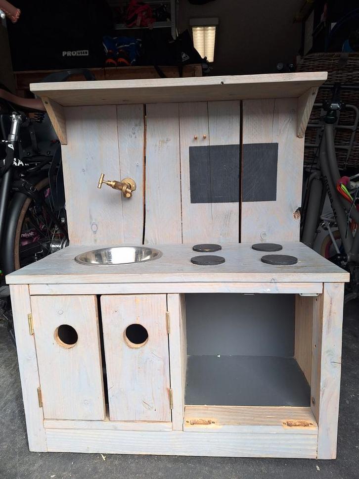 Speelkeukentje steigerhout, Kinderen en Baby's, Speelgoed | Speelkeukens, Gebruikt, Speelkeuken, Hout, Ophalen