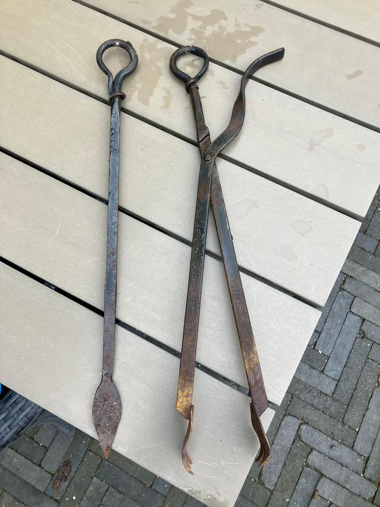 Pook en tang voor kachel of barbecue, Huis en Inrichting, Kachels, Ophalen of Verzenden, Zo goed als nieuw, Hout, Overige soorten