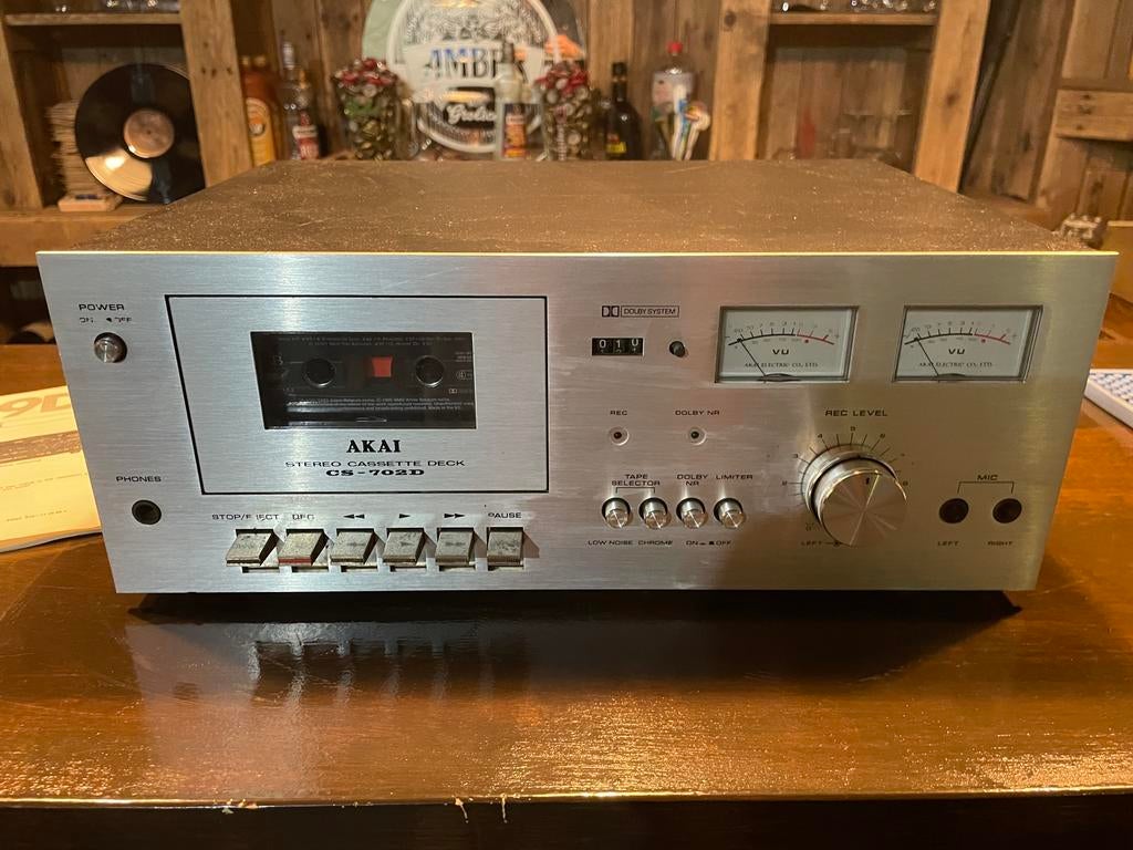 Akai CS-702D cassettedeck, Ophalen of Verzenden, Enkel, Akai, Tiptoetsen