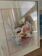 Lijst met vrouw, zwanen en bloemenmand, Antiek en Kunst, Kunst | Schilderijen | Klassiek, Ophalen of Verzenden