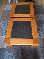 2 Houten salontafels met leisteen blad, Huis en Inrichting, Tafels | Salontafels, Ophalen, Gebruikt, 50 tot 100 cm, Vierkant