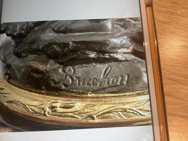 Antieke kandelaars en klok met beeld van Bouchon, Antiek en Kunst, Antiek | Kandelaars, Koper of Brons, Ophalen of Verzenden