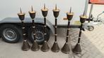 Set van 6 hoge kerk-/altaarkandelaars koper en hout, Ophalen, Gebruikt, Bruin, 75 cm of meer