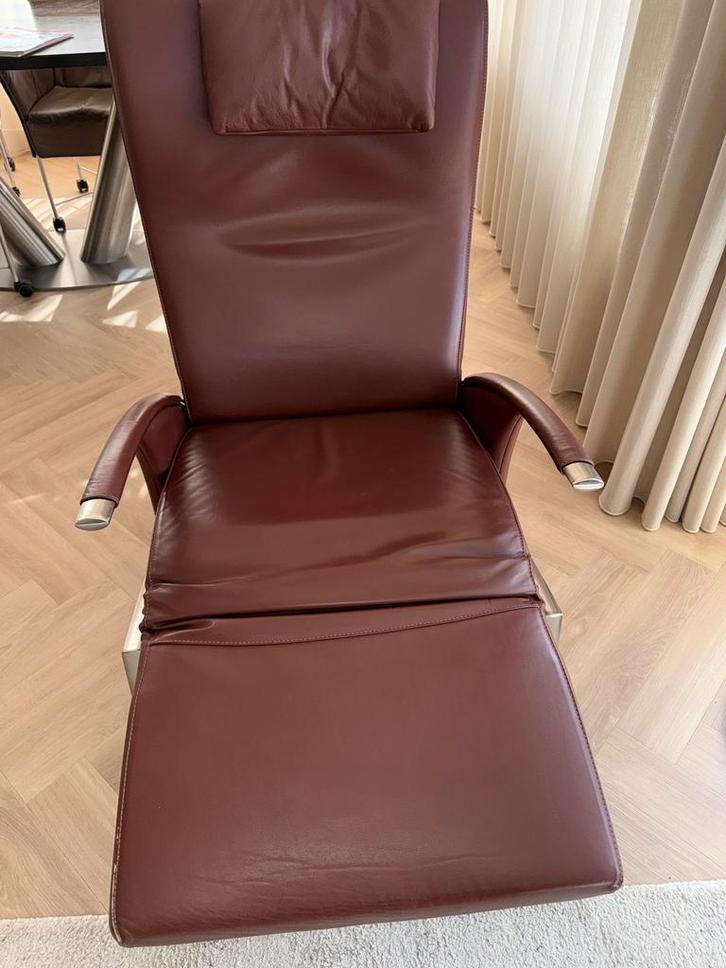 Luxe Relaxstoel Zani - Bruin Leer, Huis en Inrichting, Stoelen, Zo goed als nieuw, Eén, Leer, Bruin, Ophalen of Verzenden
