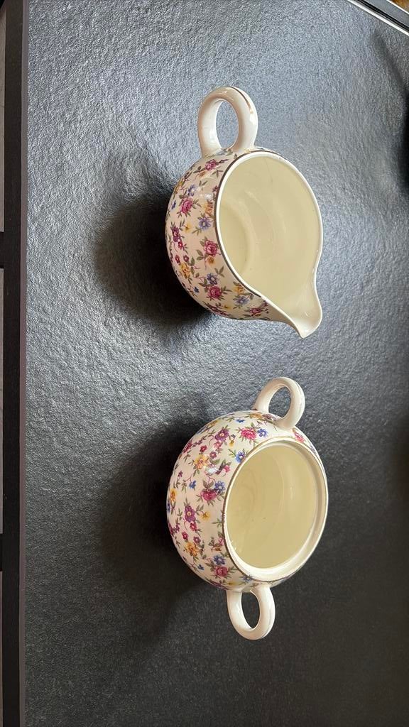 Suiker en melk setje P. Regout, Gebruikt, Keramiek, Overige typen, Ophalen of Verzenden