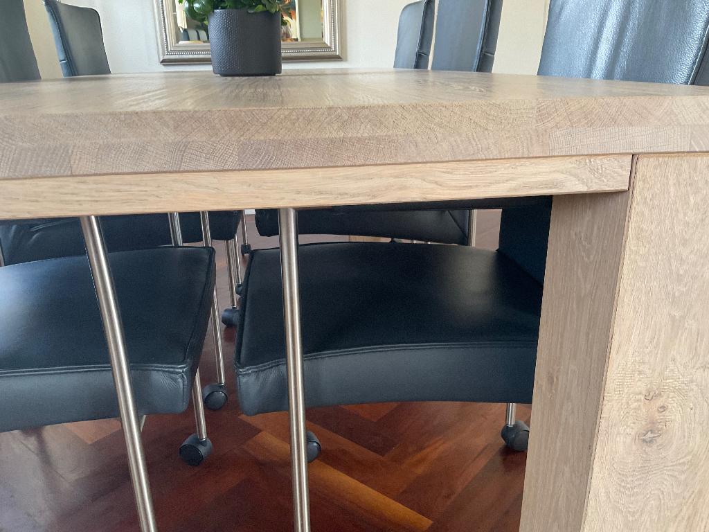 Eettafel stoelen, Ophalen, Blauw, Leer, Zo goed als nieuw