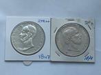 2 zilveren rijksdaalders willem2 & willem3 uit 1847 en 1874, Ophalen of Verzenden, Koning Willem III, 2½ gulden
