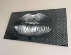 Schilderij op plexiglas met lippen (60x110), Ophalen, 125 cm of meer, Zo goed als nieuw, Schilderij