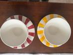 Vintage California soepkommen met schotel geel + bordeaurood, Verzamelen, Retro, Ophalen of Verzenden, Overige typen