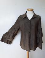 Tricot blouse bruin/goud mt L van Sophie&Me met volants aan, Sophie&Me, Bruin, Verzenden, Maat 42/44 (L)