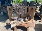 Robuuste houten trog met landelijke decoraties, Gebruikt, Ophalen of Verzenden, Nvt, Nvt