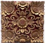 snijwerk paneel 6x bloem Indonesie schilderij kunst azie FP1, Ophalen of Verzenden