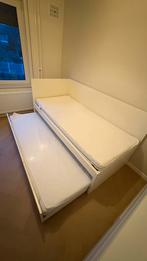 Uitschuifbaar bed met elektrische lattenbodem, Ophalen, 90 cm, Eenpersoons, Wit