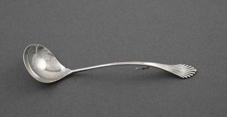 Zilveren roomlepel Waaier, Van Kempen en Zn, 1916, Antiek en Kunst, Antiek | Goud en Zilver, Zilver, Verzenden