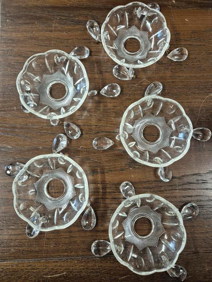 Antieke Franse kandelaars bobeches, Antiek en Kunst, Antiek | Glas en Kristal, Ophalen of Verzenden