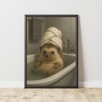 Egel in bad - Ingelijste Poster, Rechthoekig Staand, Nieuw, A1 t/m A3, Dier of Natuur