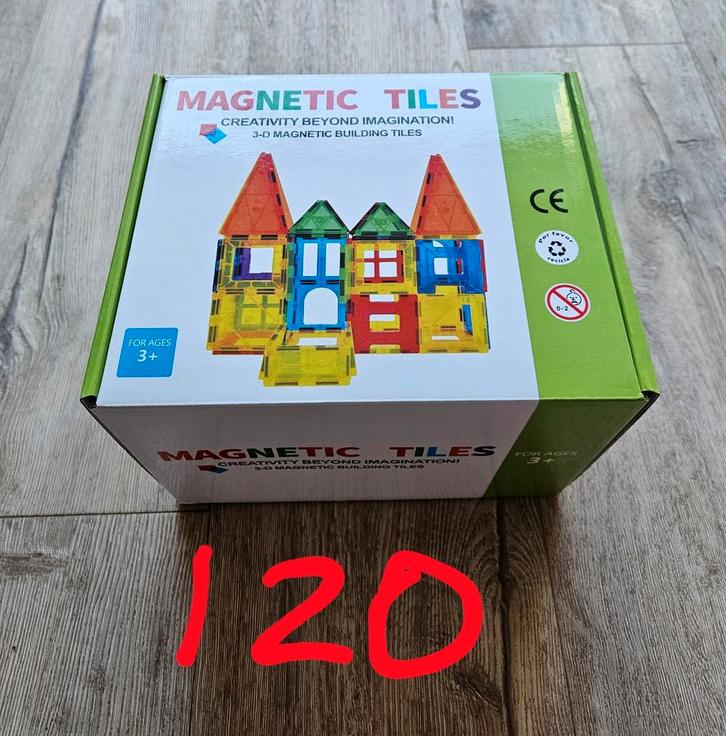 Magnetic Tiles | Nieuw | 120 delig, Kinderen en Baby's, Speelgoed | Educatief en Creatief, Nieuw, Knutselen, Bouwen, Puzzelen
