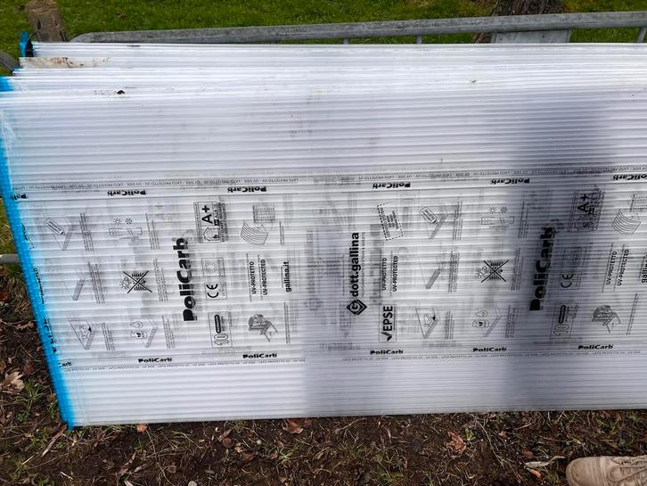 Polycarbonaat platen - 11 stuks (250x97 cm), Doe-het-zelf en Verbouw, Platen en Panelen, Gebruikt, Overige materialen, Minder dan 20 mm