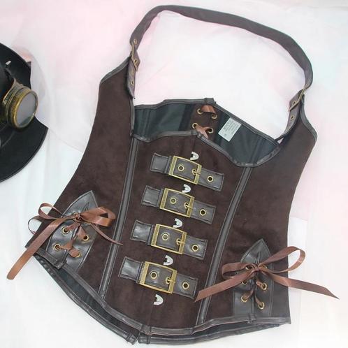 Bruin dames korset met gespen vrouwen corset steampunk, Kleding | Dames, Ondergoed en Lingerie, Body of Korset, Bruin, Verzenden