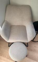 Kwantum Fauteuil Terlago Zand met poef, Huis en Inrichting, Fauteuils, Ophalen, Zo goed als nieuw, 75 tot 100 cm, 50 tot 75 cm