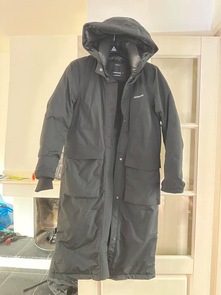 didriksons parka leya long mt 36, Kleding | Dames, Jassen | Winter, Nieuw, Maat 36 (S), Zwart, Ophalen of Verzenden