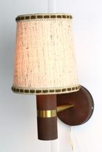 vintage wandlamp lamp bruin messing, -, Verzenden, -, Vintage