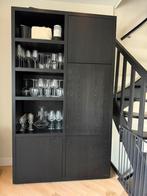 Goosens kast zwart eiken hout Barcelona, Huis en Inrichting, Ophalen, Met deur(en), 100 tot 150 cm, 200 cm of meer
