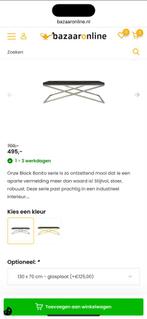 Bonito Visgraat Salontafel met Glasplaat, Ophalen, Gebruikt, 100 tot 150 cm, 50 tot 100 cm