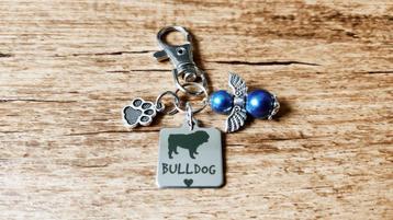 Sleutelhanger Bulldog RVS met beschermengeltje beschikbaar voor biedingen