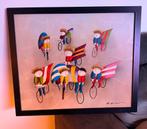 Schilderij met fietsers poppetjes fiets wielrenners, Ophalen