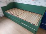 Eenpersoons bed, groen, Leen Bakker, 90x 200, Ophalen, Gebruikt, 90 cm, Eenpersoons