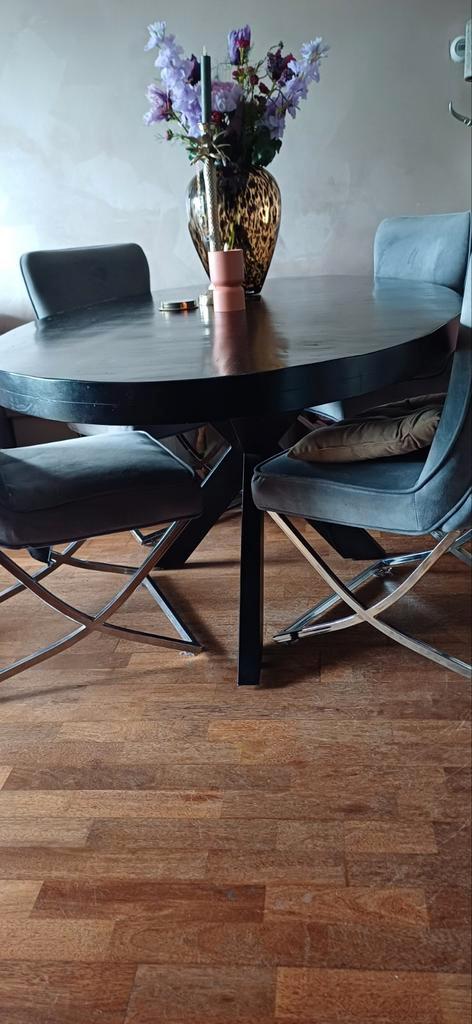 Eettafel ovaal zwart, Huis en Inrichting, Tafels | Eettafels, Gebruikt, 100 tot 150 cm, 200 cm of meer, Vijf personen of meer